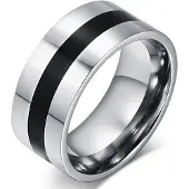 LGT JWLS RVS heren ring Black Line 9mm-20mm
