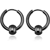 LGT JWLS Stalen creolen Flexible Bead Black-16mm