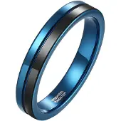 Mendes Wolfraam heren ring Groef Blauw Zwart 4mm-20mm