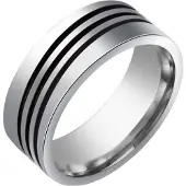 LGT JWLS Stalen mannen ring Triple Diagonal Stripe-22mm