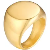 Mendes Stalen heren ring Ronde Zegel Goudkleurig-21mm