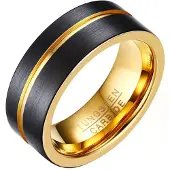 Mendes Heren ring Wolfraam Verguld Zwart Goud 8mm-18mm