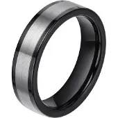 Mendes Wolfraam heren ring smal model Zwart Zilverkleurig 6mm-21mm