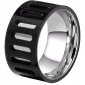 Mendes heren ring edelstaal Zwart met Zilver-19mm