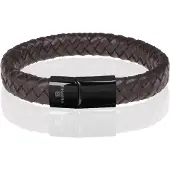 Memphis gevlochten leren armband Bruin Zwart-18cm