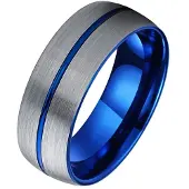 TJ Tom Jaxon Wolfraam heren ring Groef Geborsteld Zilverkleurig Blauw-20mm