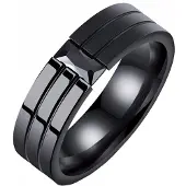 Mendes edelstaal heren ring Zwart Edelsteen-19mm