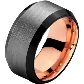 Mendes heren ring Wolfraam Zilver Zwart Rose 8mm-19mm