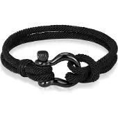 LGT JWLS Nautische heren armband Paracord Edelstaal Anker Zwart -21cm