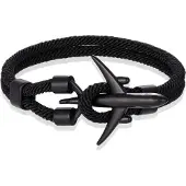 LGT JWLS Heren Armband Paracord Vliegtuig Anker Zwart-21cm