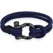 LGT JWLS Nautische heren armband Paracord Edelstaal Anker Navy-21cm