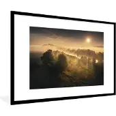 PosterMonkey Fotolijst incl. Poster - Zomer - Bomen - Zonsondergang - 120x80 cm - Posterlijst