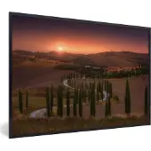 PosterMonkey Fotolijst incl. Poster - Zon - Boom - Toscane - 30x20 cm - Posterlijst