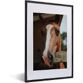 PosterMonkey Fotolijst incl. Poster - Paarden - Paardenstal - hek - 40x60 cm - Posterlijst