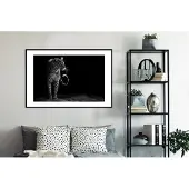 PosterMonkey Fotolijst incl. Poster - Luipaard - Zwart - Wit - 120x80 cm - Posterlijst