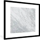 PosterMonkey Fotolijst incl. Poster - Marmer - Glitter - Zilver - 40x40 cm - Posterlijst