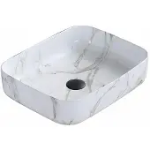 Guido Gusto Waskom Sabrina 50x39x13cm marmerlook inclusief afvoerplug mat zwart