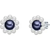 Valero Pearls Oorbellen donkerlila / zilver / parelwit