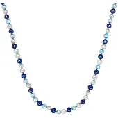 Valero Pearls Ketting navy / lichtblauw / zilver / parelwit