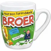Paper Dreams mok cartoon-stijl broer keramiek 325ml groen/wit