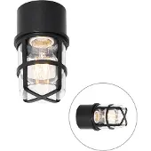 QAZQA Plafond- en wandlamp zwart met heldere kap IP54 - Kiki