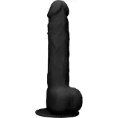 Real Rock Silicone Dildo With Balls - 24 cm - Black
