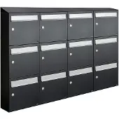 Allux Systeembrievenbus Flow Set 4-Breed, 3-Hoog Met Dak Zwart