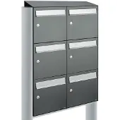 Allux Systeembrievenbus Flow Set 2-Breed, 3-Hoog Met Dak Op Statief Antraciet