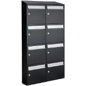 Allux Systeembrievenbus Flow Set 2-Breed, 4-Hoog Met Dak Zwart