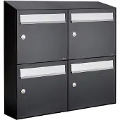 Allux Systeembrievenbus Flow Set 2-Breed, 2-Hoog Met Dak Zwart