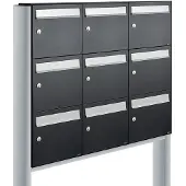Allux Systeembrievenbus Flow Set 3-Breed, 3-Hoog Op Statief Zwart
