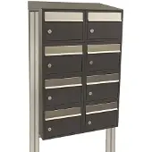 Allux Systeembrievenbus Brickset 2-Breed, 4-Hoog Met Dak Op Statief Antraciet