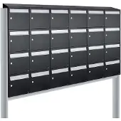 Allux Systeembrievenbus Flow Set 6-Breed, 4-Hoog Met Dak Op Statief Zwart