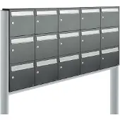 Allux Systeembrievenbus Flow Set 5-Breed, 3-Hoog Op Statief Antraciet