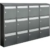 Allux Systeembrievenbus Flow Set 4-Breed, 3-Hoog Met Dak Antraciet