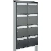 Allux Systeembrievenbus Flow Set 2-Breed, 4-Hoog Met Dak Op Statief Antraciet