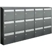 Allux Systeembrievenbus Flow Set 5-Breed, 3-Hoog Met Dak Antraciet
