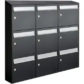 Allux Systeembrievenbus Flow Set 3-Breed, 3-Hoog Met Dak Zwart
