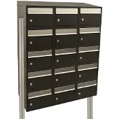 Allux Systeembrievenbus Brickset 3-Breed, 5-Hoog Met Dak Op Statief Zwart