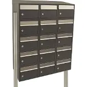 Allux Systeembrievenbus Brickset 3-Breed, 5-Hoog Met Dak Op Statief Antraciet