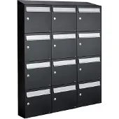 Allux Systeembrievenbus Flow Set 3-Breed, 4-Hoog Met Dak Zwart