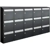 Allux Systeembrievenbus Flow Set 5-Breed, 3-Hoog Met Dak Zwart