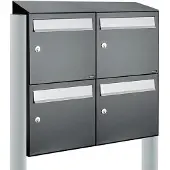 Allux Systeembrievenbus Flow Set 2-Breed, 2-Hoog Met Dak Op Statief Antraciet