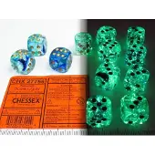 Chessex Nevel oceaan/goud Luminary D6 16mm Dobbelsteen Set (12 stuks)