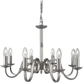 Searchlight Landelijke kroonluchter Richmond 8-lichts 65cm mat zilver