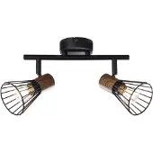 Brilliant Landelijke plafondlamp Manama 2-lichts zwart met houtbruin