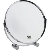 Gerimport Opmaakspiegel 18cm Glas/Staal Zilver 3x Vergrotend - Make up - Spiegel - Vergrotend - Badkamer - Toilet - Cosmeticaspiegel