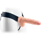 Toyz4Lovers Vibrerende Holle Strap-on met Ballen - Beige