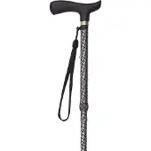 Seniorshop - Opvouwbare Wandelstok zwart/wit motief - 4-delig - instelbaar van 84 tot 94 cm
