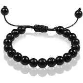 Memphis Verstelbare kralen armband Zwart Onyx 8mm